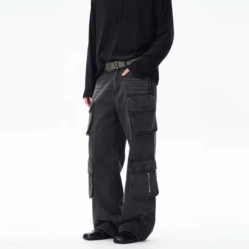 GBXM Cargo Pants Unisex Black Gray-4