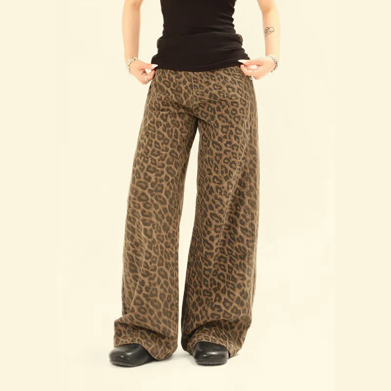 GBXM Jeans Unisex Leopard Print-4