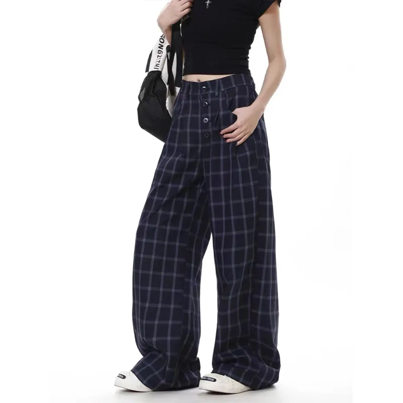 GBXM Casual Pants Unisex Black Plaid-7