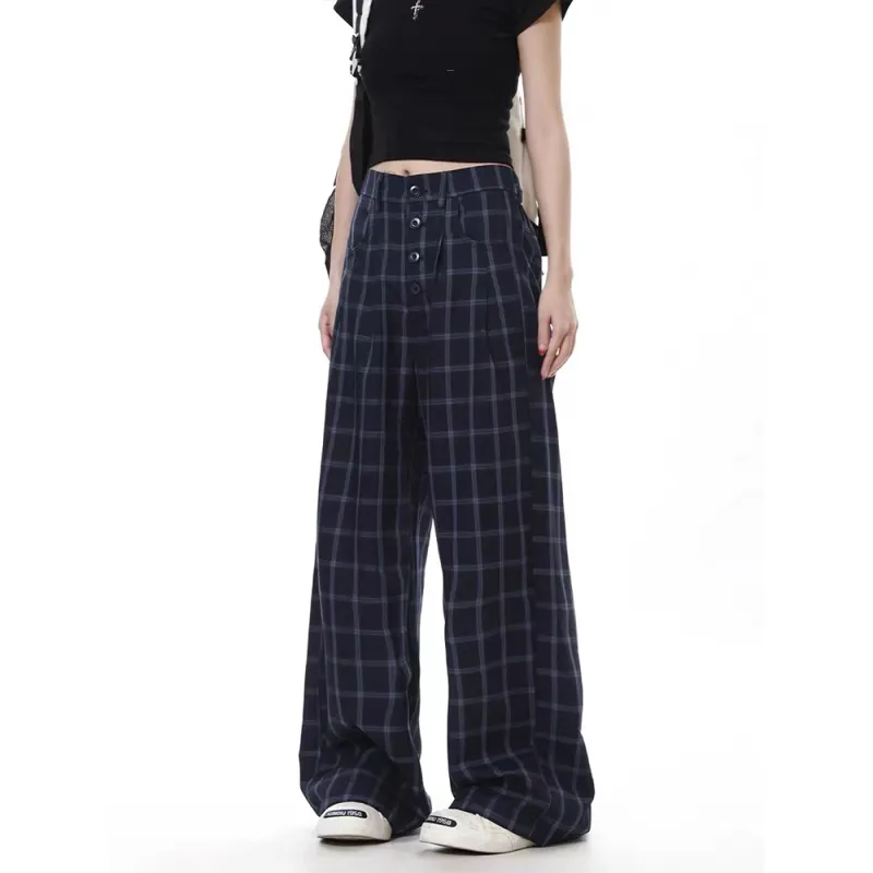 GBXM Casual Pants Unisex Black Plaid-6