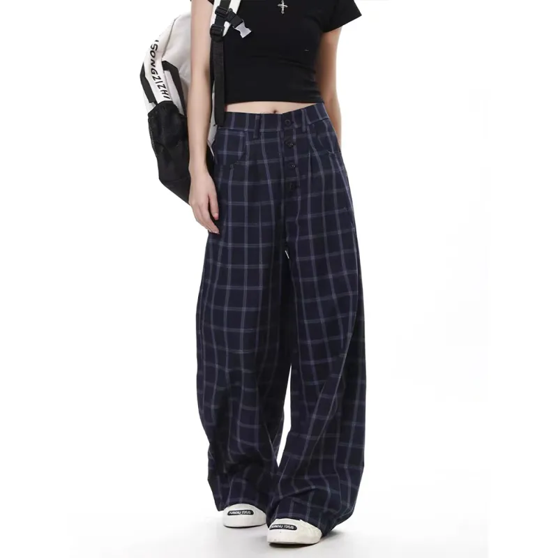 GBXM Casual Pants Unisex Black Plaid-5