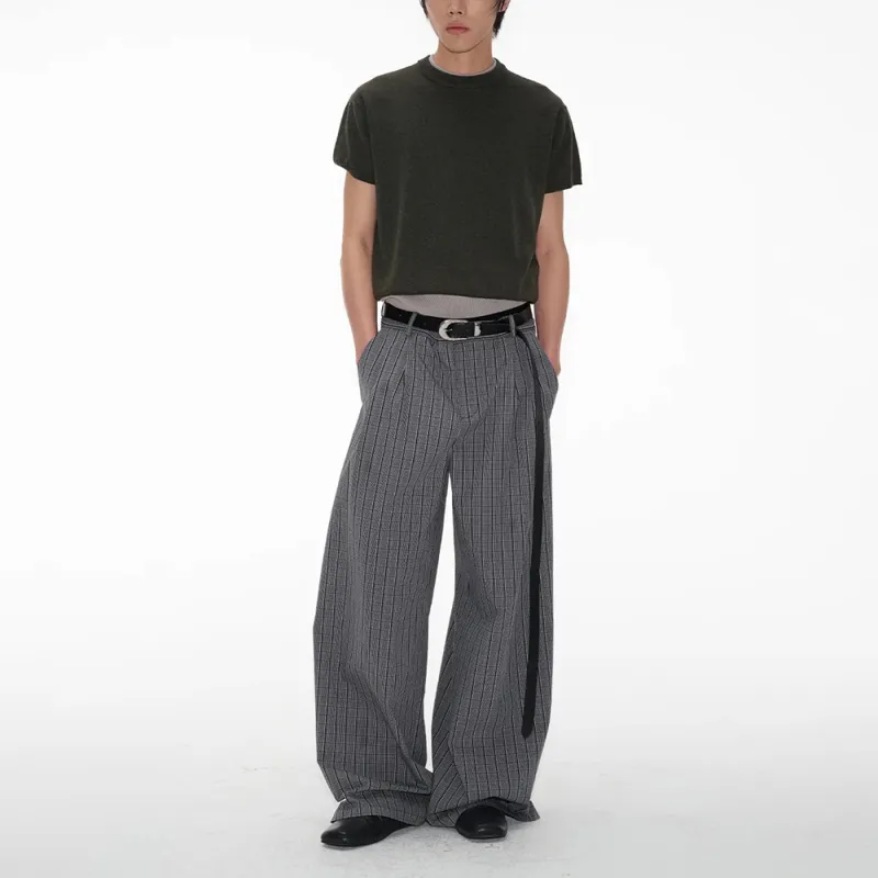 GBXM Casual Pants Unisex Gray Plaid-3