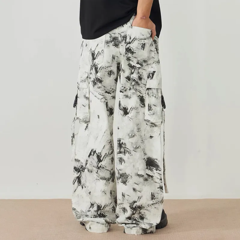 GBXM Cargo Pants Unisex Black White-6
