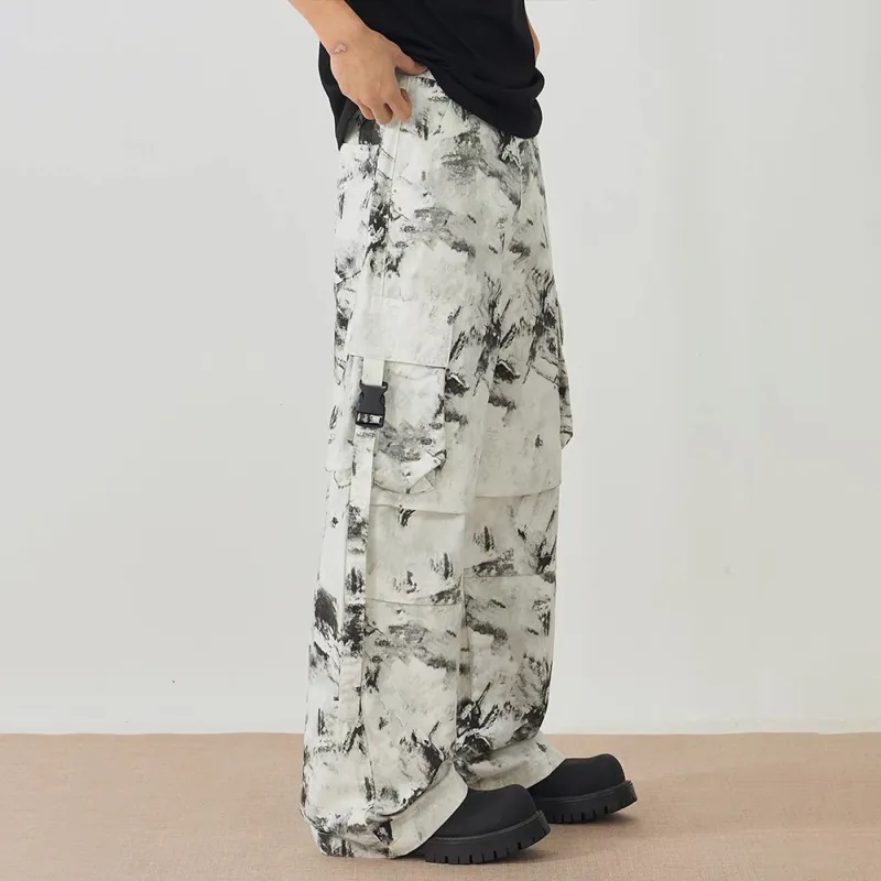 GBXM Cargo Pants Unisex Black White-4