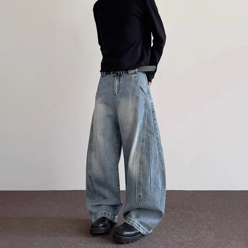 TESTUNG Classic Fashion Jeans Unisex Blue Vintage Tone-6