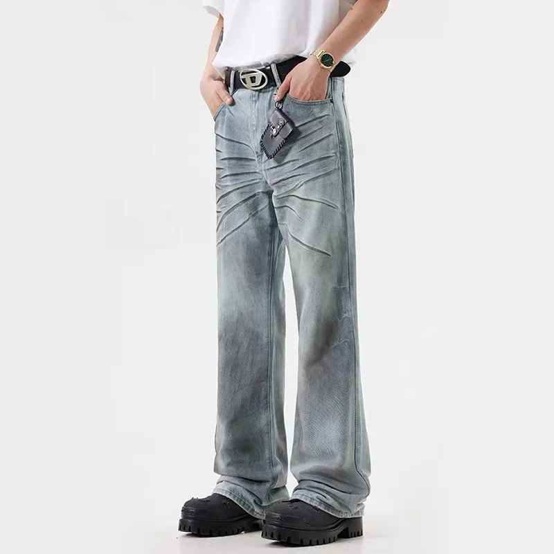 GBXM Jeans Unisex Dirty Dyed Blue-4