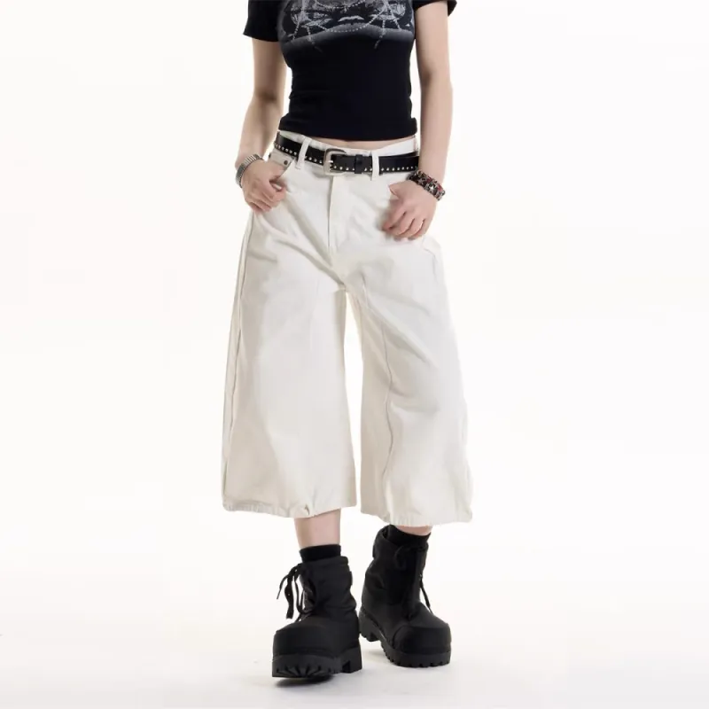 GBXM Denim Shorts Unisex Symplocaceae White-6