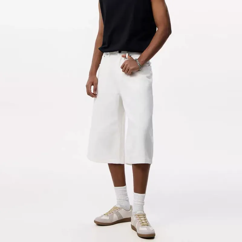GBXM Denim Shorts Unisex White-4