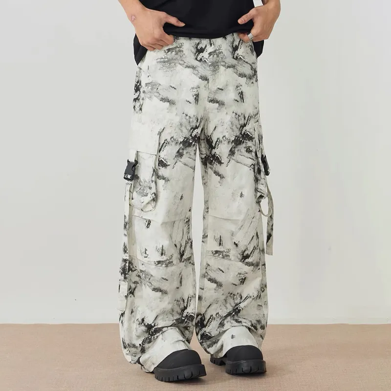 GBXM Cargo Pants Unisex Black White-2