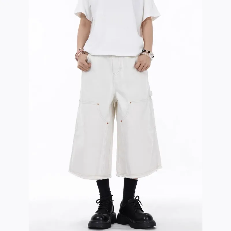 GBXM Denim Shorts Unisex Symplocaceae White-5