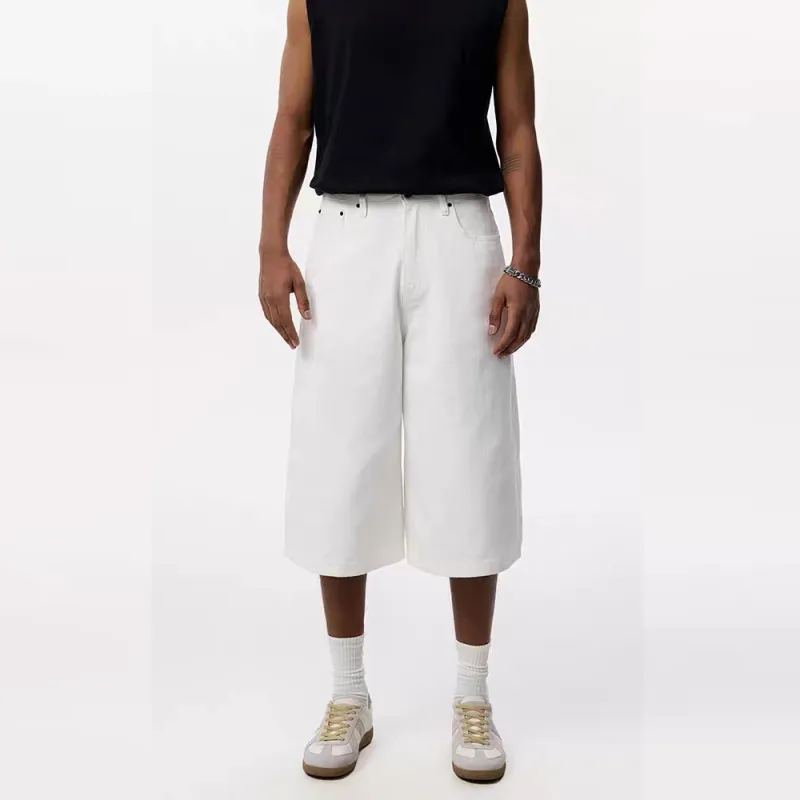 GBXM Denim Shorts Unisex White-3