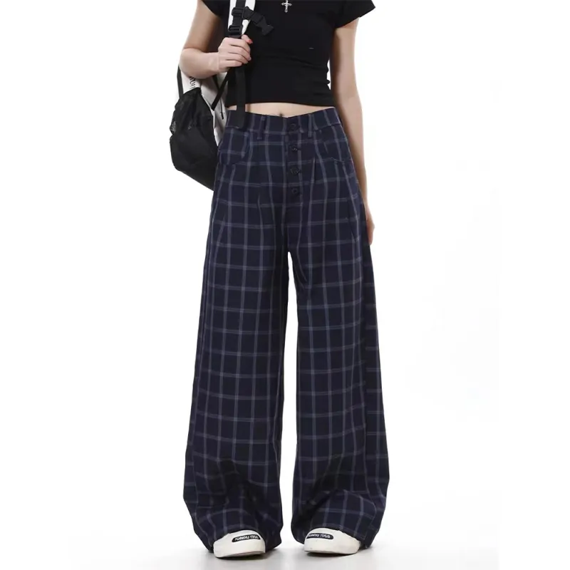 GBXM Casual Pants Unisex Black Plaid-4