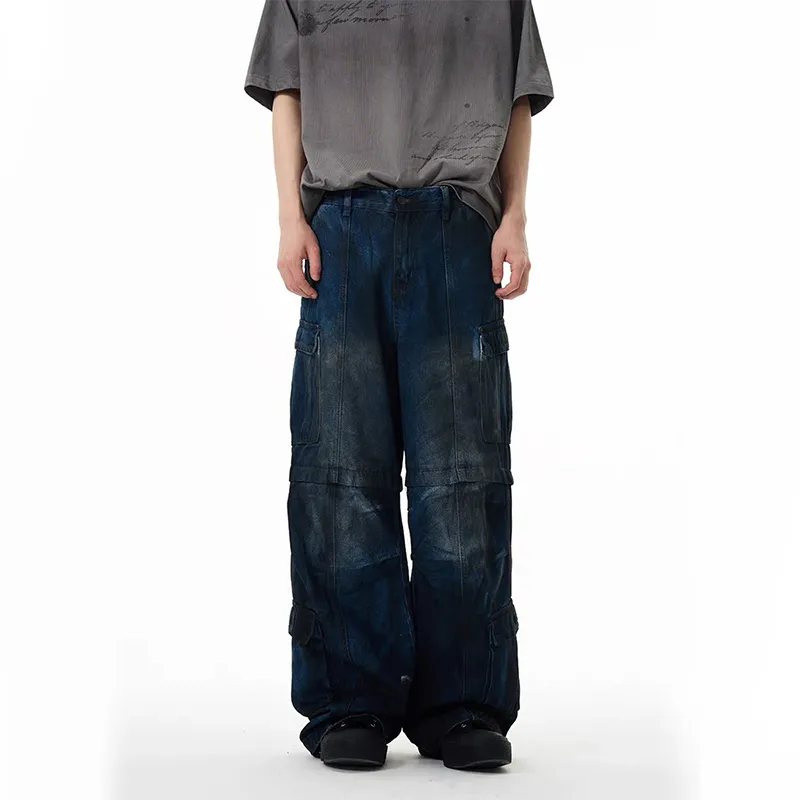 GBXM Jeans Unisex Dirty Dyed Blue-2