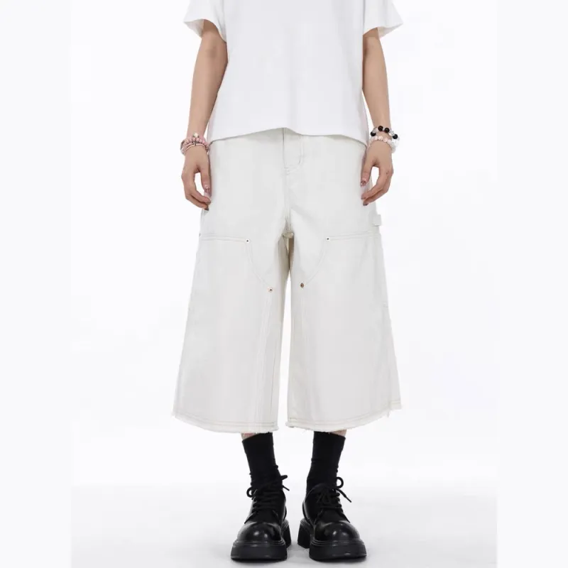 GBXM Denim Shorts Unisex Symplocaceae White-7