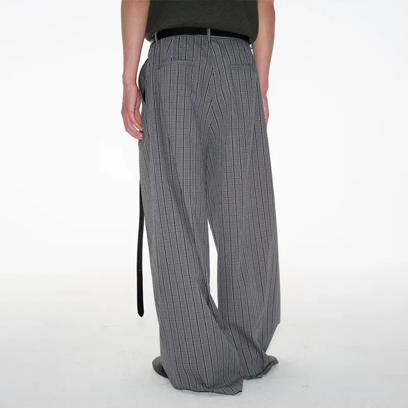 GBXM Casual Pants Unisex Gray Plaid-5