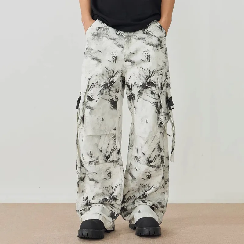 GBXM Cargo Pants Unisex Black White-3