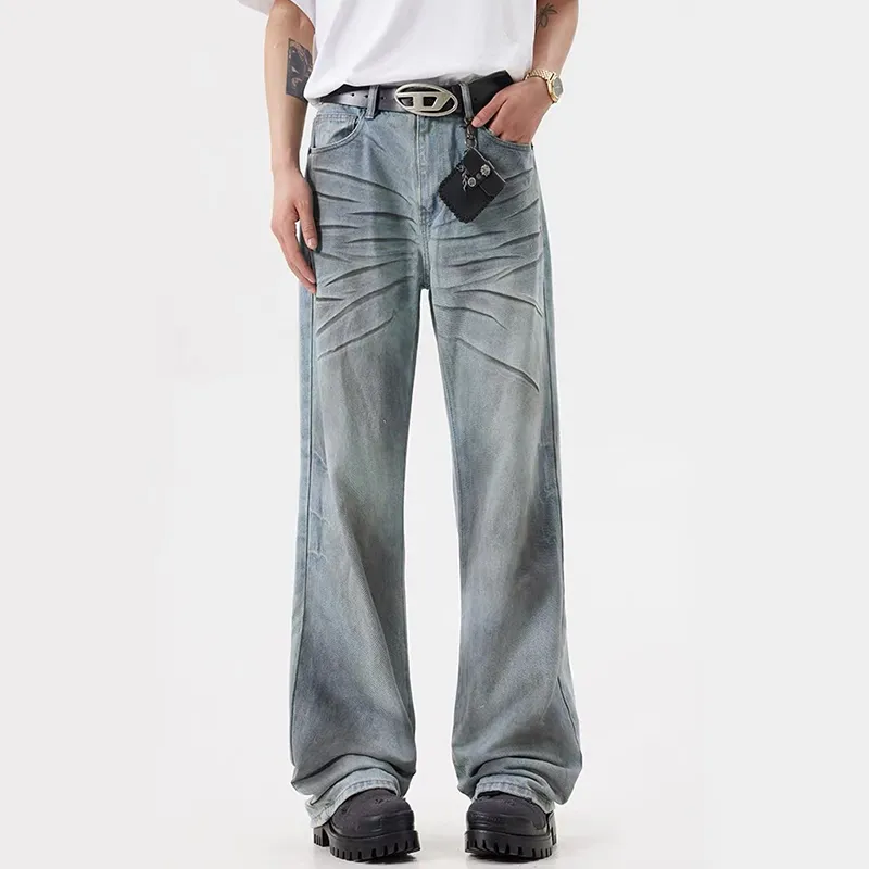 GBXM Jeans Unisex Dirty Dyed Blue-3