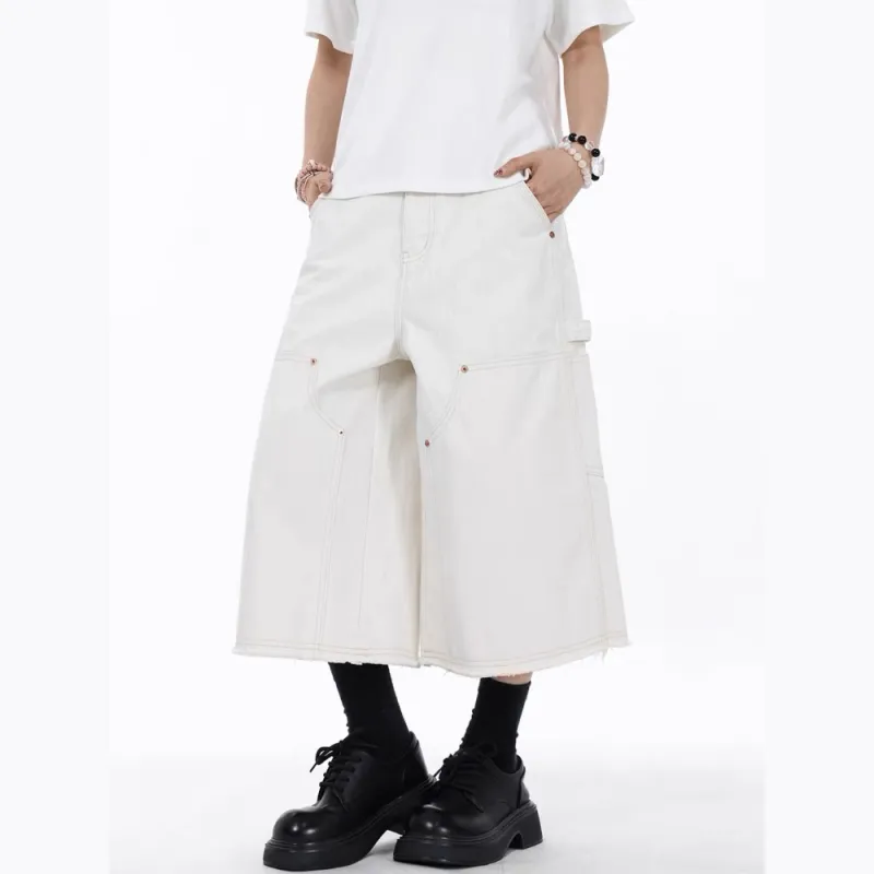 GBXM Denim Shorts Unisex Symplocaceae White-6