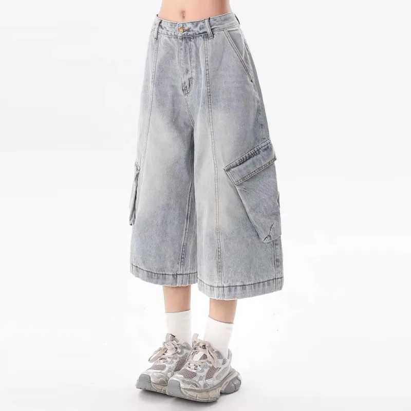 GBXM Denim Shorts Unisex Light Blue-3