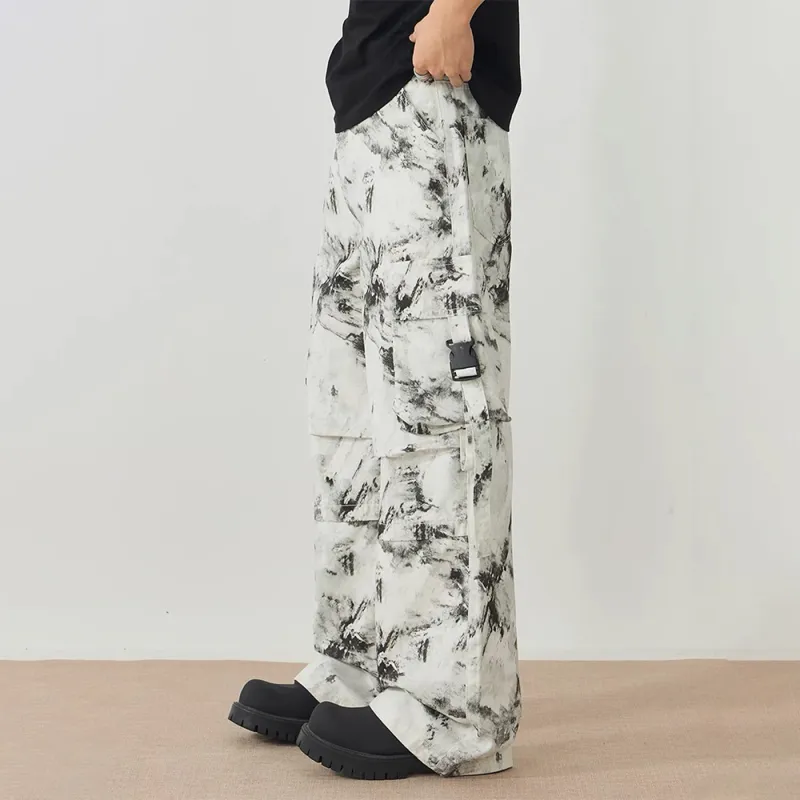 GBXM Cargo Pants Unisex Black White-5