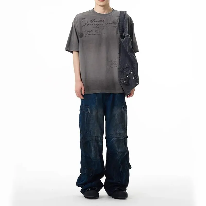GBXM Jeans Unisex Dirty Dyed Blue-3
