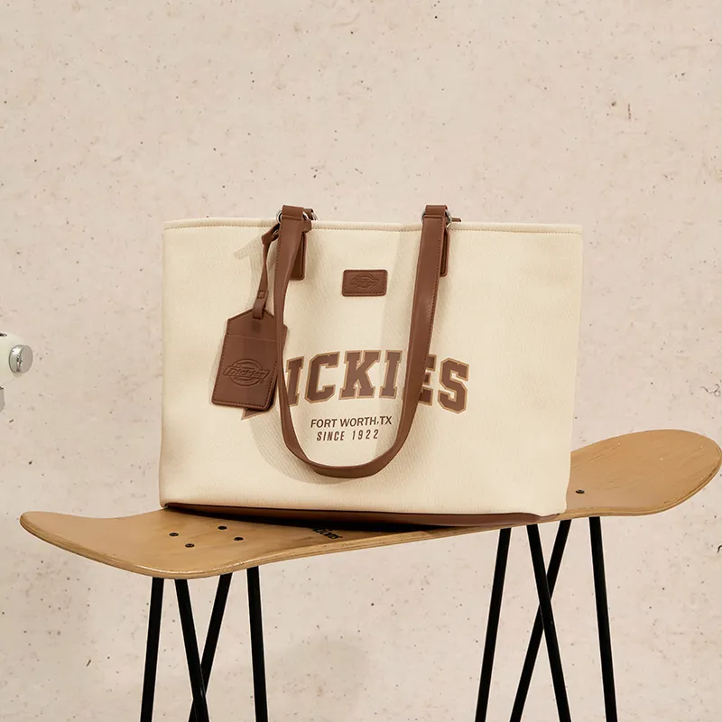 Dickies PU Tote Bag, Shopping Bag, Handbag, Shoulder Bag Tubas Women's Denim Blue/Apricot-4