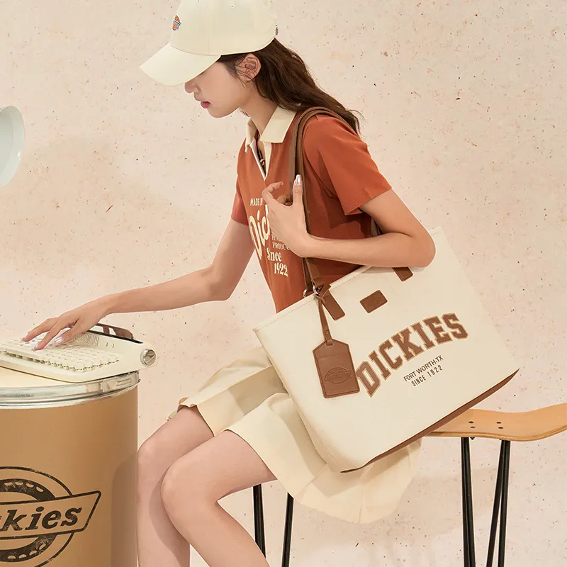 Dickies PU Tote Bag, Shopping Bag, Handbag, Shoulder Bag Tubas Women's Denim Blue/Apricot-8