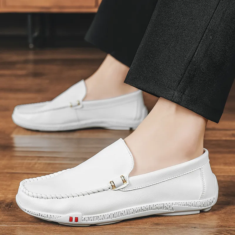 KUPE Gommino Loafers Men White/Black/Light Green-5