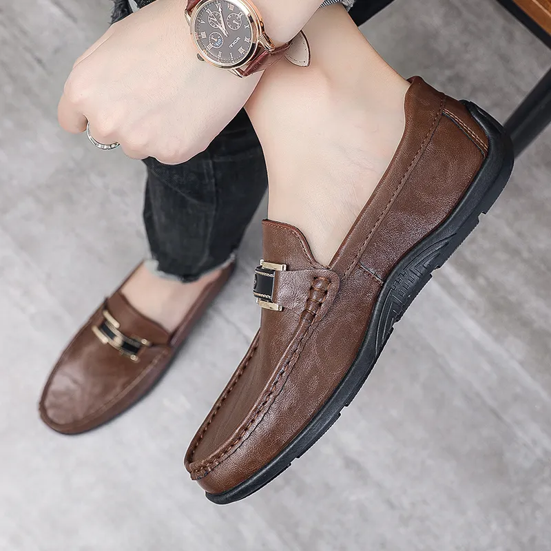 KUPE Men's Casual Shoes Men Low Top Black/Brown-7