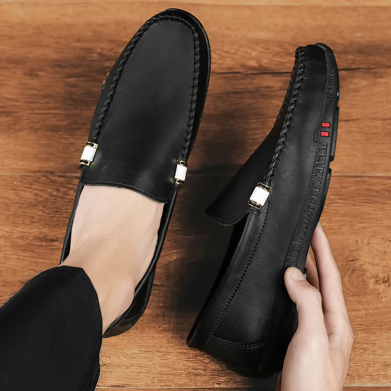 KUPE Gommino Loafers Men White/Black/Light Green-1