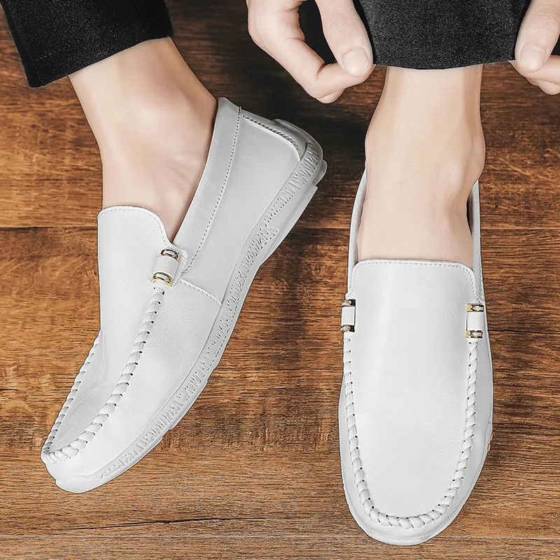 KUPE Gommino Loafers Men White/Black/Light Green-7