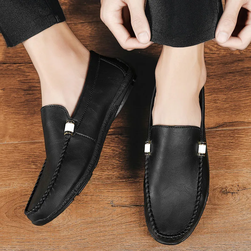 KUPE Gommino Loafers Men White/Black/Light Green-2