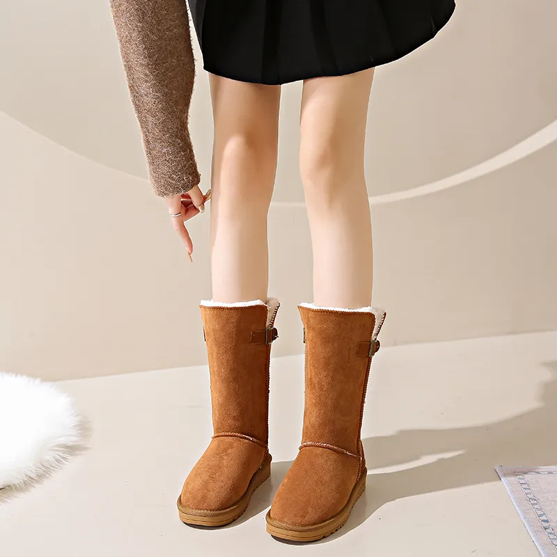 KUPE Warm Wear Resistant Slip Resistant Knee High Snow Boots Women's-18