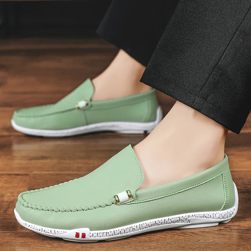 KUPE Gommino Loafers Men White/Black/Light Green-9