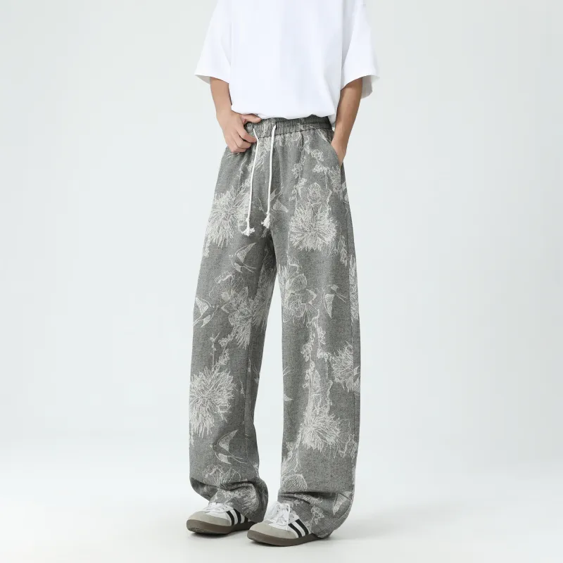 F·dragon Casual Pants Unisex Pattern Gray-2