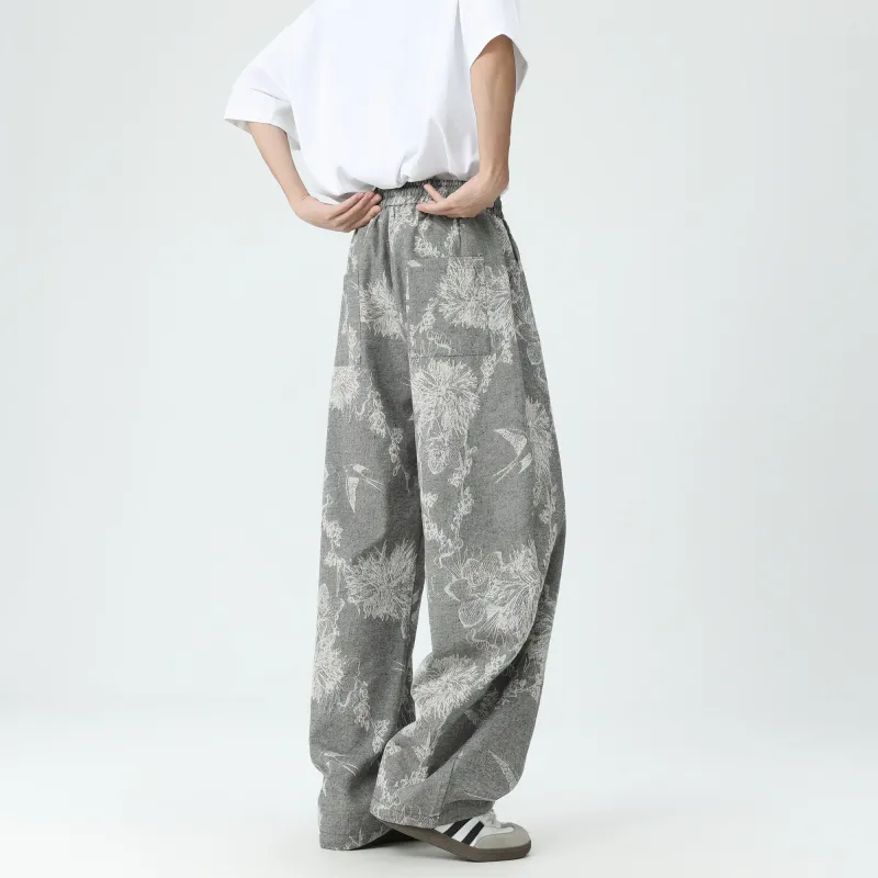 F·dragon Casual Pants Unisex Pattern Gray-1