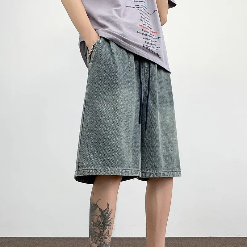 F·dragon Denim Shorts Unisex Blue-4