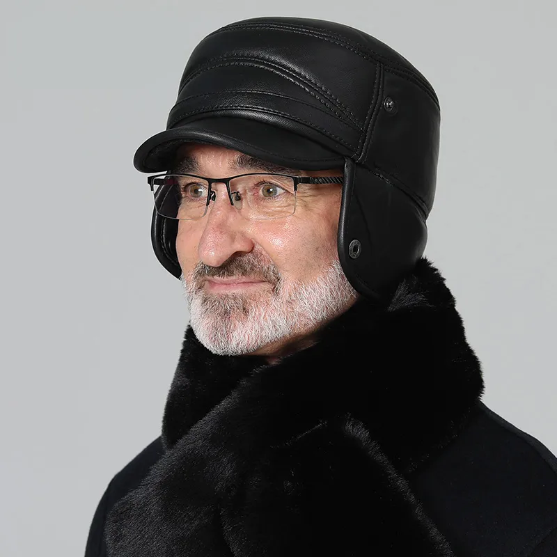 TUCANO Sheepskin Trapper Hats Men's Black-7