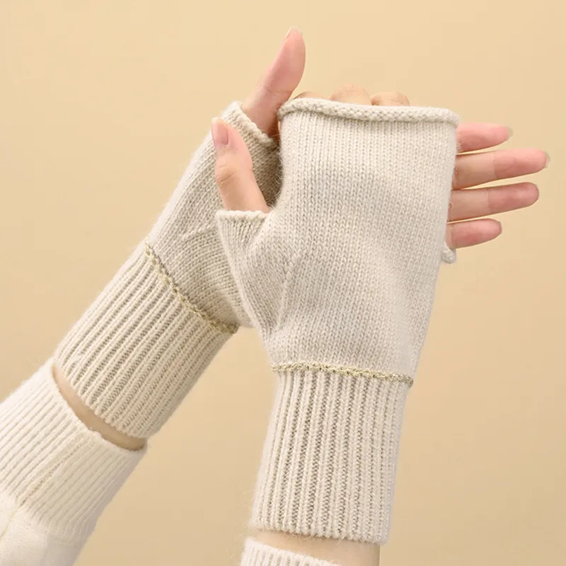 TUCANO Rabbit Hair Cotton Knit Gloves Unisex Camel-1