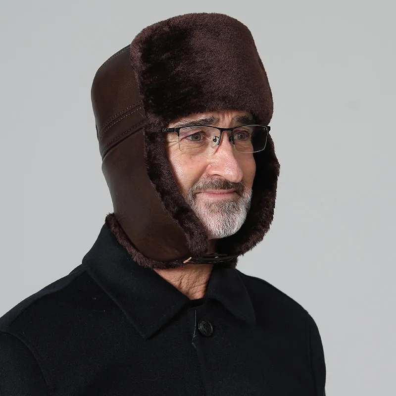 TUCANO Cow Leather Trapper Hats Unisex-14