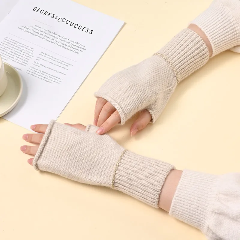 TUCANO Rabbit Hair Cotton Knit Gloves Unisex Camel-2