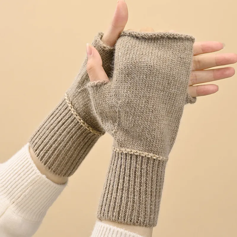 TUCANO Rabbit Hair Cotton Knit Gloves Unisex Camel-6