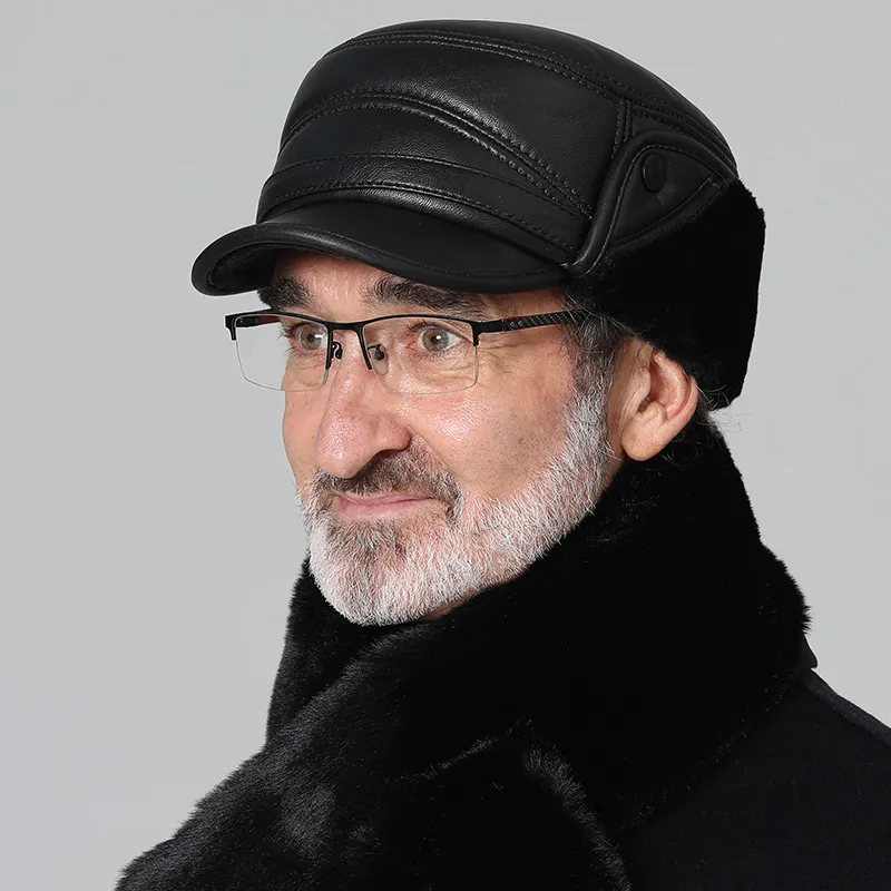 TUCANO Sheepskin Trapper Hats Men's Black-6