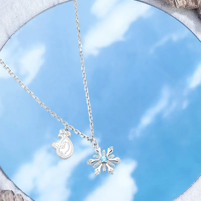 Disney S925 Silver Snowflake Necklace Women's-19