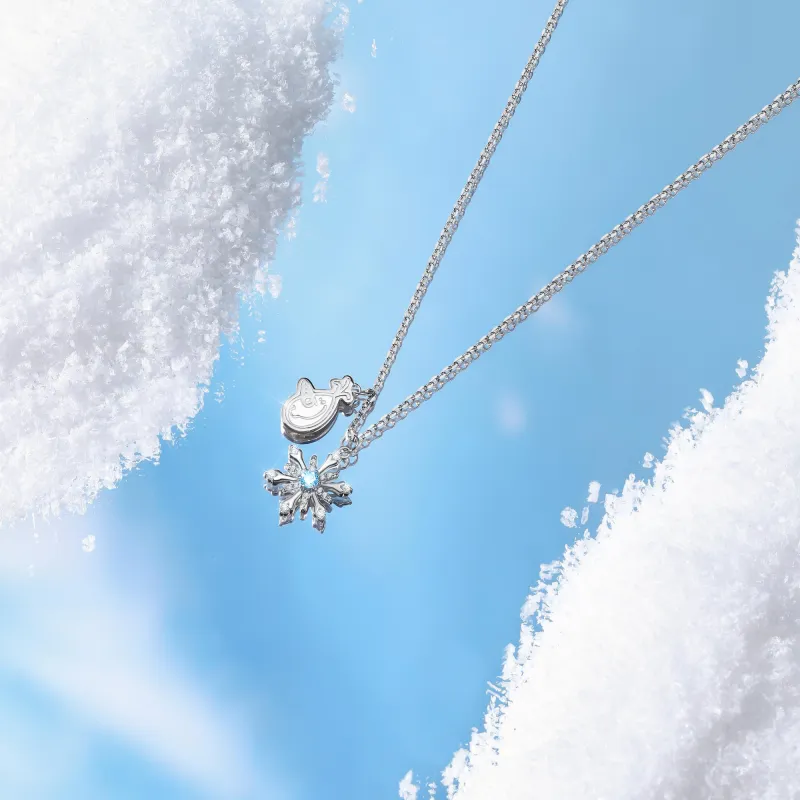 Disney S925 Silver Snowflake Necklace Women's-23