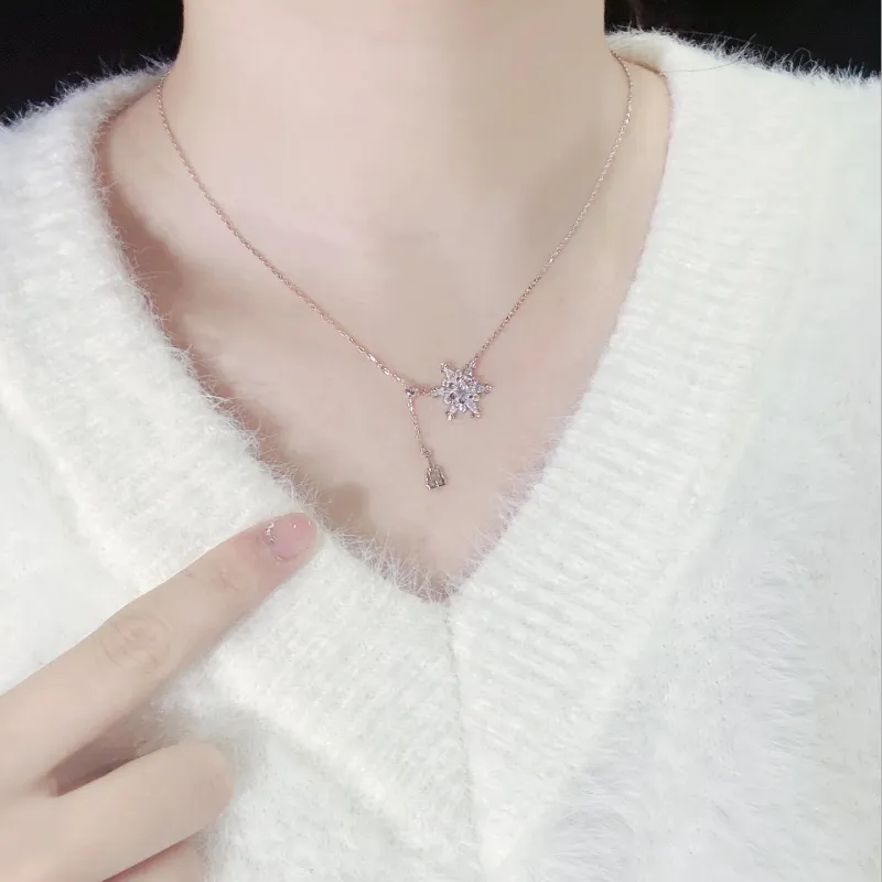 Disney S925 Silver Snowflake Necklace Women's-39