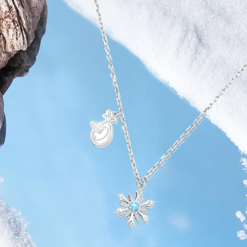 Disney S925 Silver Snowflake Necklace Women's-18