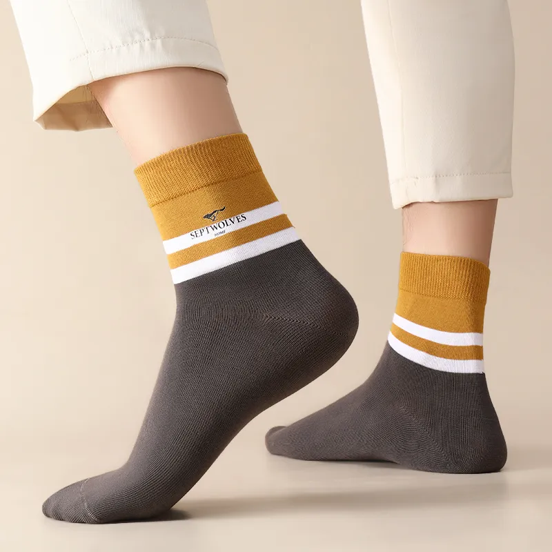 SEPTWOLVES Mid Calf Socks Men's Box 5 Pack Mixed Color-2