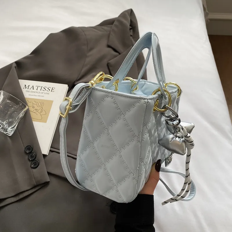Fitchell PU Lady Dior Crossbody Handbag Women's Blue/Silver/Black/Ecru/Pink/Burgundy-2