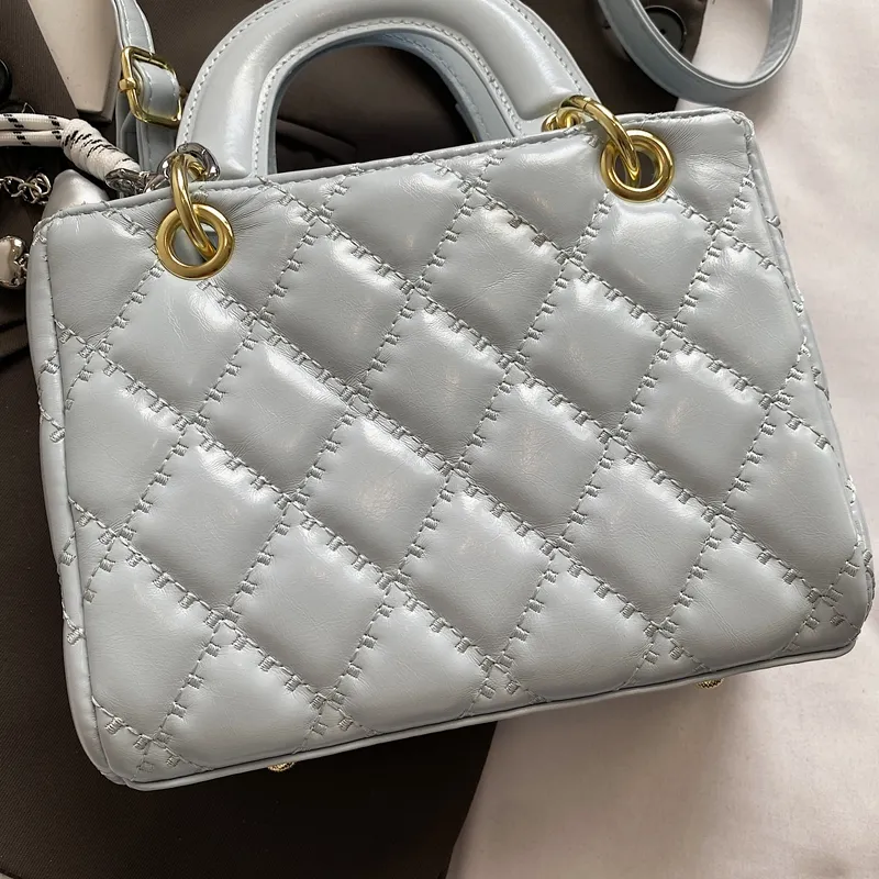 Fitchell PU Lady Dior Crossbody Handbag Women's Blue/Silver/Black/Ecru/Pink/Burgundy-4